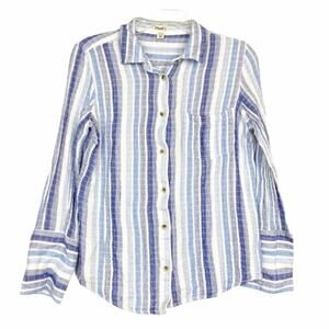 Hatley Organic Cotton Blue Striped Button Down Sz XS